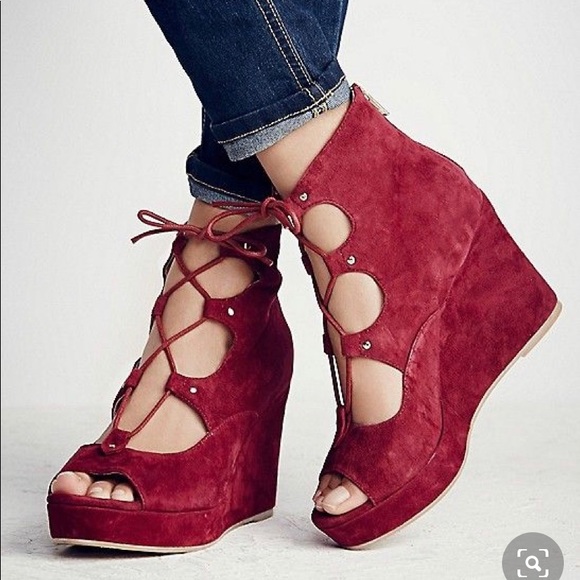 Shoes - Free People - Three Wishes Lace Up Wedge